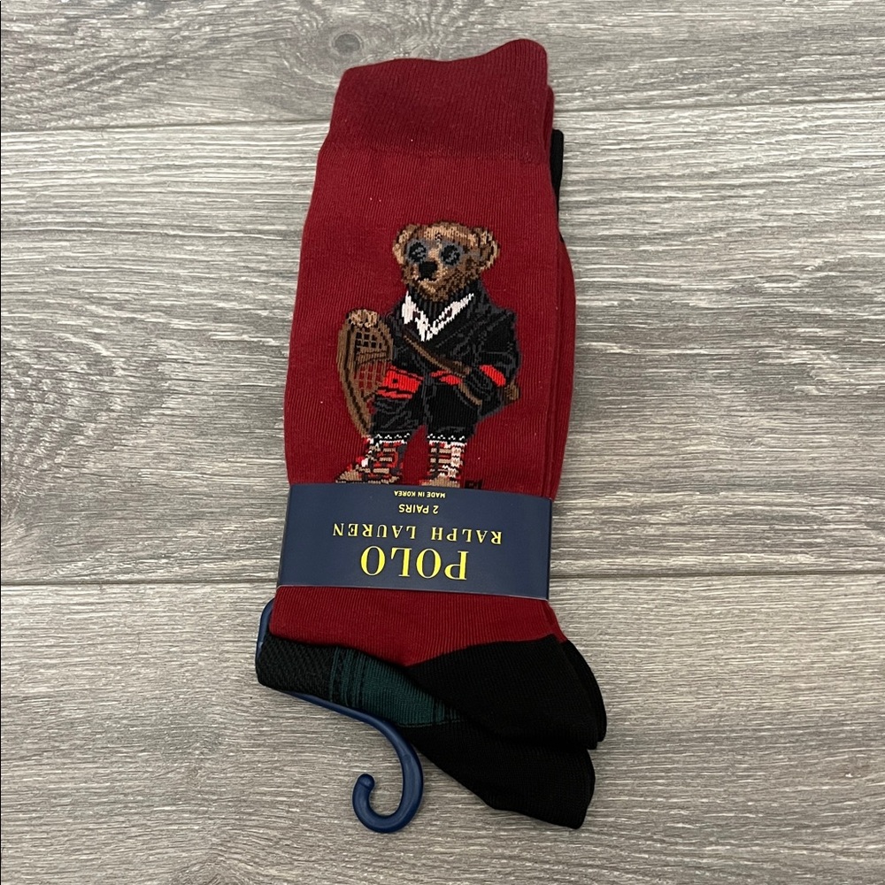 Ralph Lauren Red Polo Bear Socks